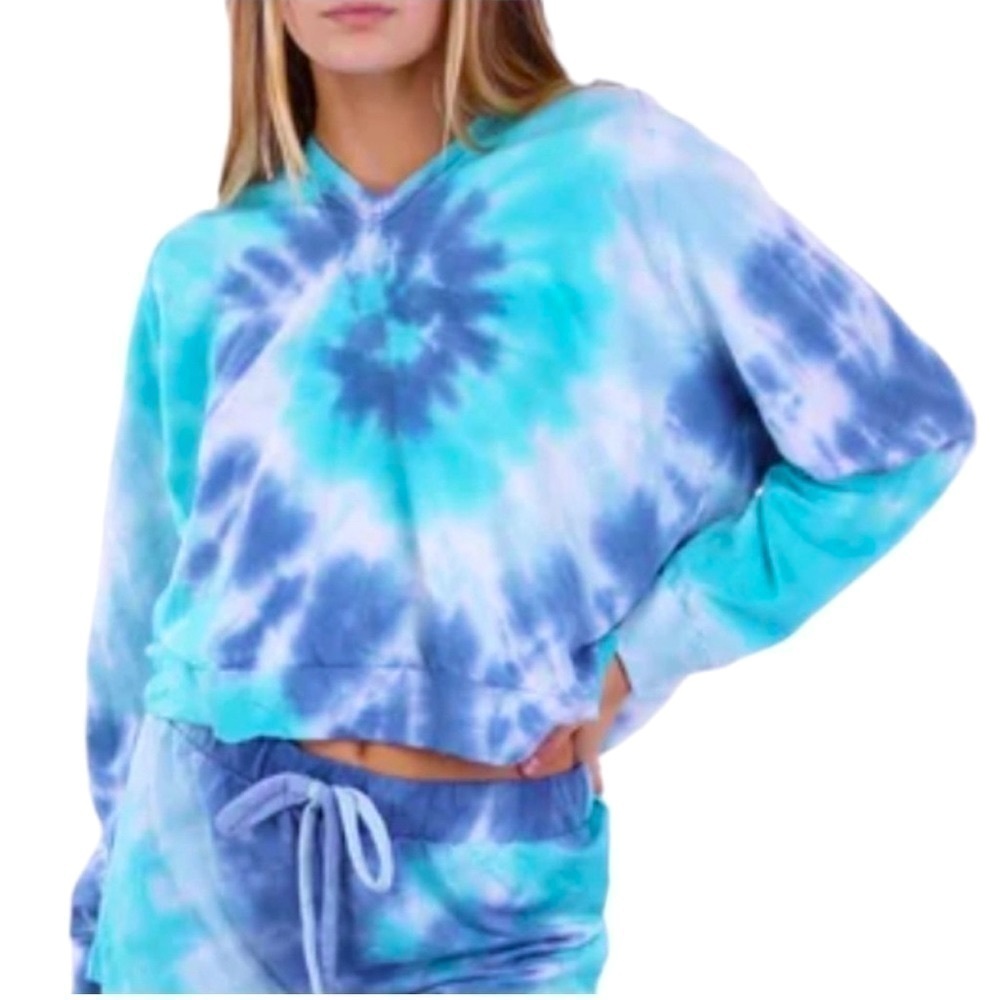 Anthropologie Blue Tie-Dye Hoodie